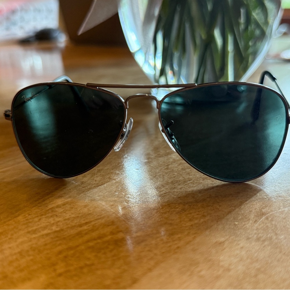 Toddler Ray-Ban Silver Frame Aviator Sunglasses with Black Lenses